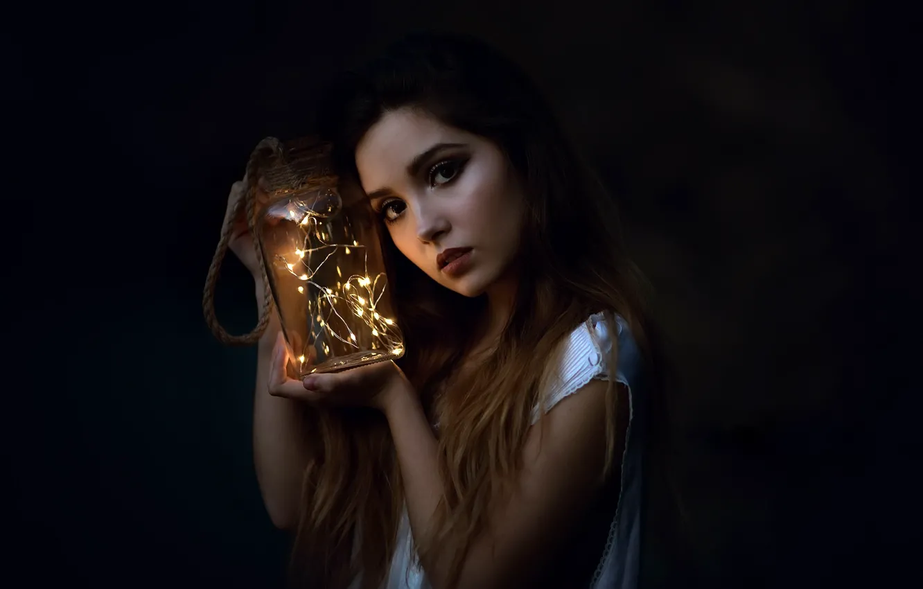 Photo wallpaper girl, portrait, Bank, Laulight