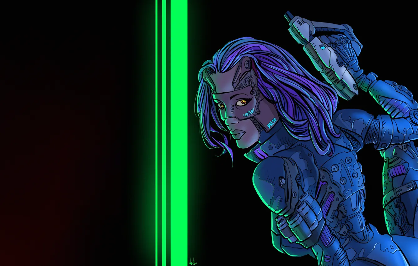 Photo wallpaper girl, style, music, background, fiction, robot, minimalism, girl