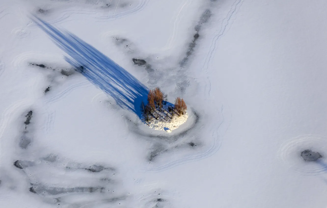 Photo wallpaper ice, winter, snow, island, shadow