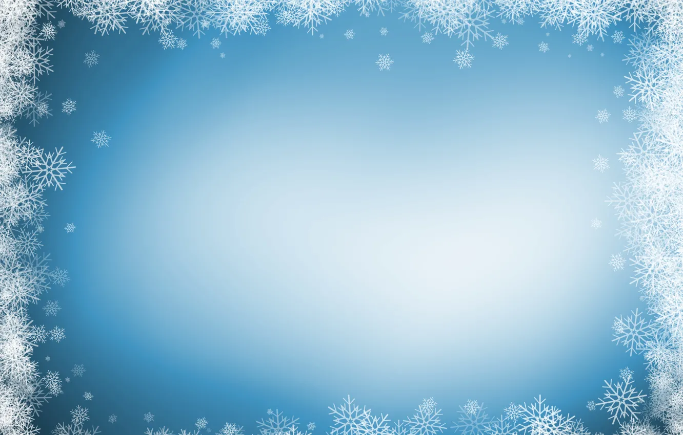 Photo wallpaper snowflakes, background, Christmas, blue, winter, background, snowflakes, frame