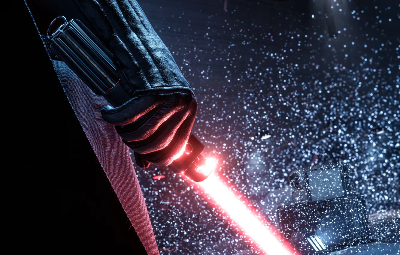 Photo wallpaper close-up, game, Darth Vader, Dark Side, Lightsaber, close-up, Darth Vader, Electronic Arts