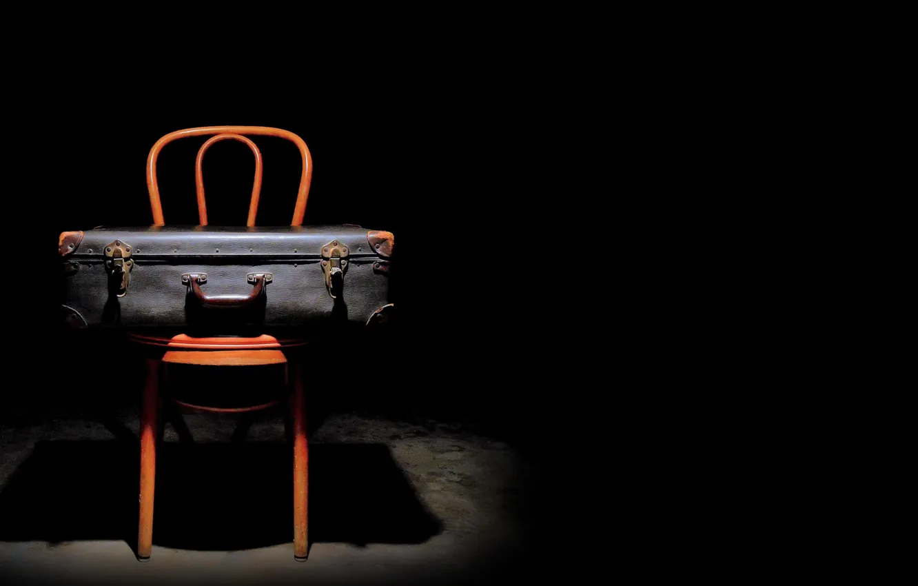 Photo wallpaper background, chair, suitcase