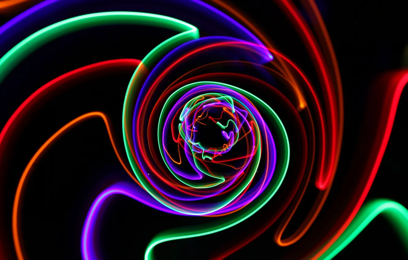 Photo wallpaper rays, light, line, lights, color, track, spiral