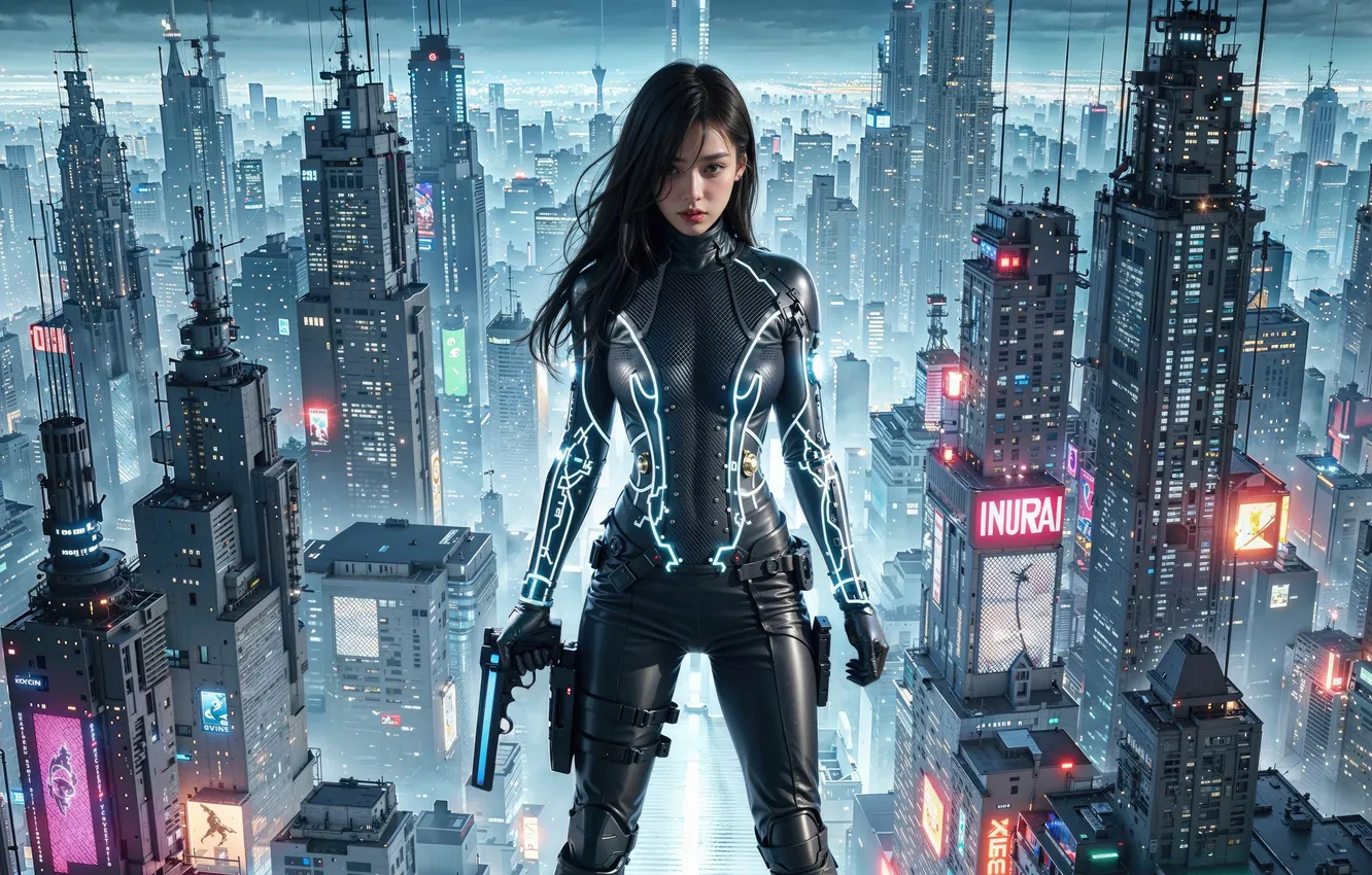 Photo wallpaper girl, techno, fantastic