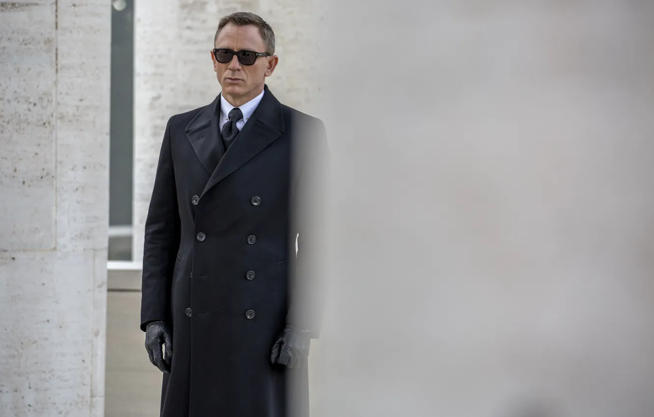 Photo wallpaper frame, glasses, gloves, agent, coat, James Bond, Daniel Craig, 007