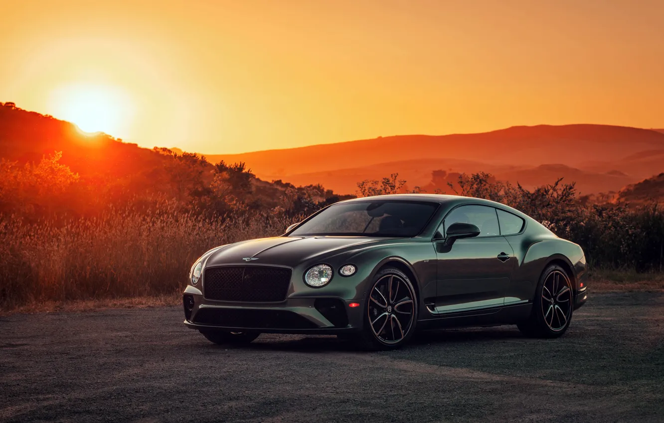 Photo wallpaper sunset, Bentley, Continental GT, V8, 2019