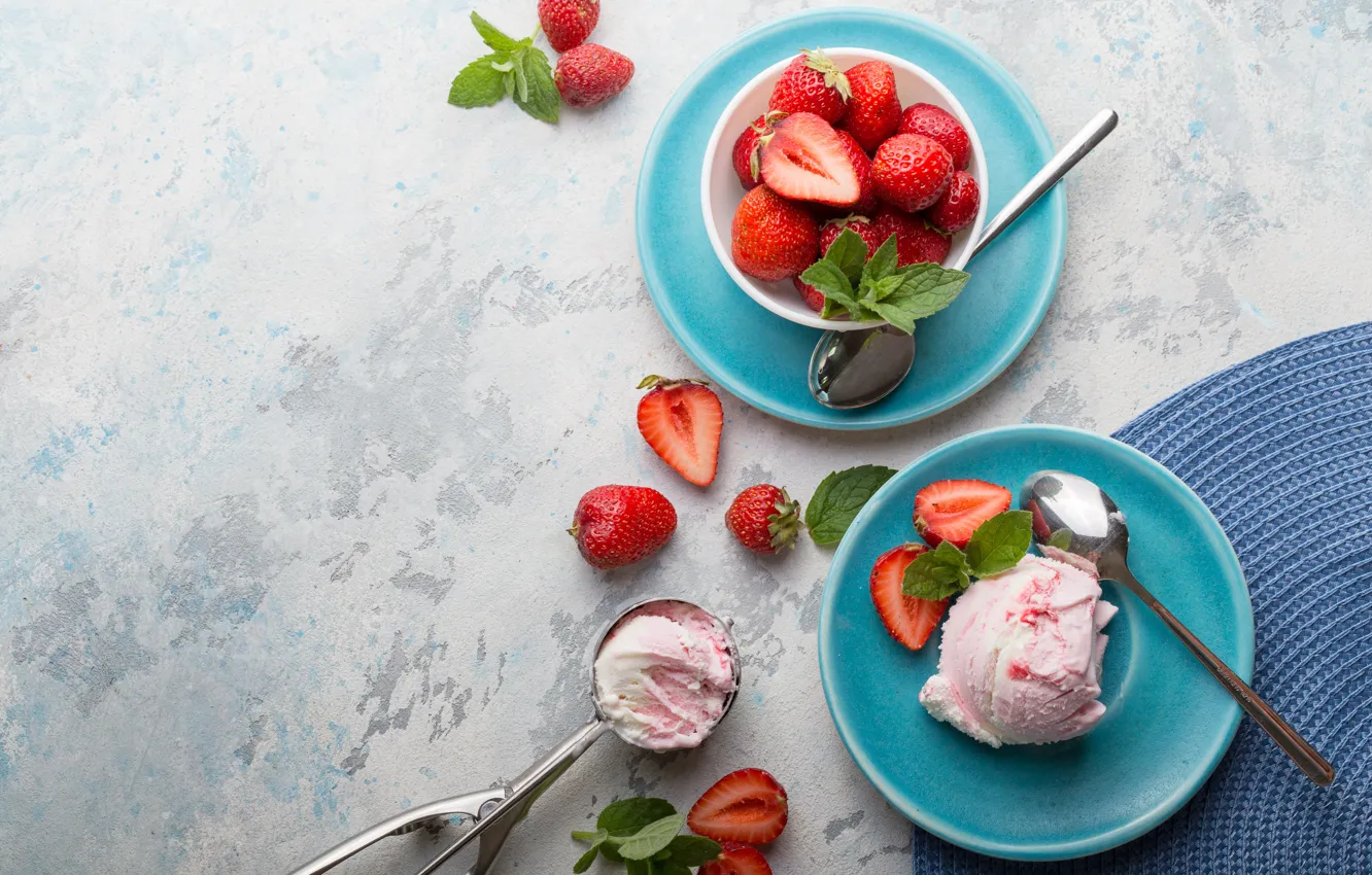 Photo wallpaper berries, strawberry, ice cream, dessert, Iryna Melnyk