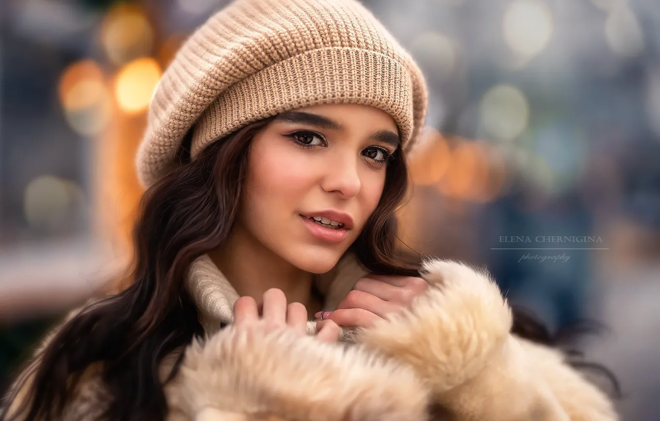 Photo wallpaper winter, girl, portrait, Elena Chernihiv