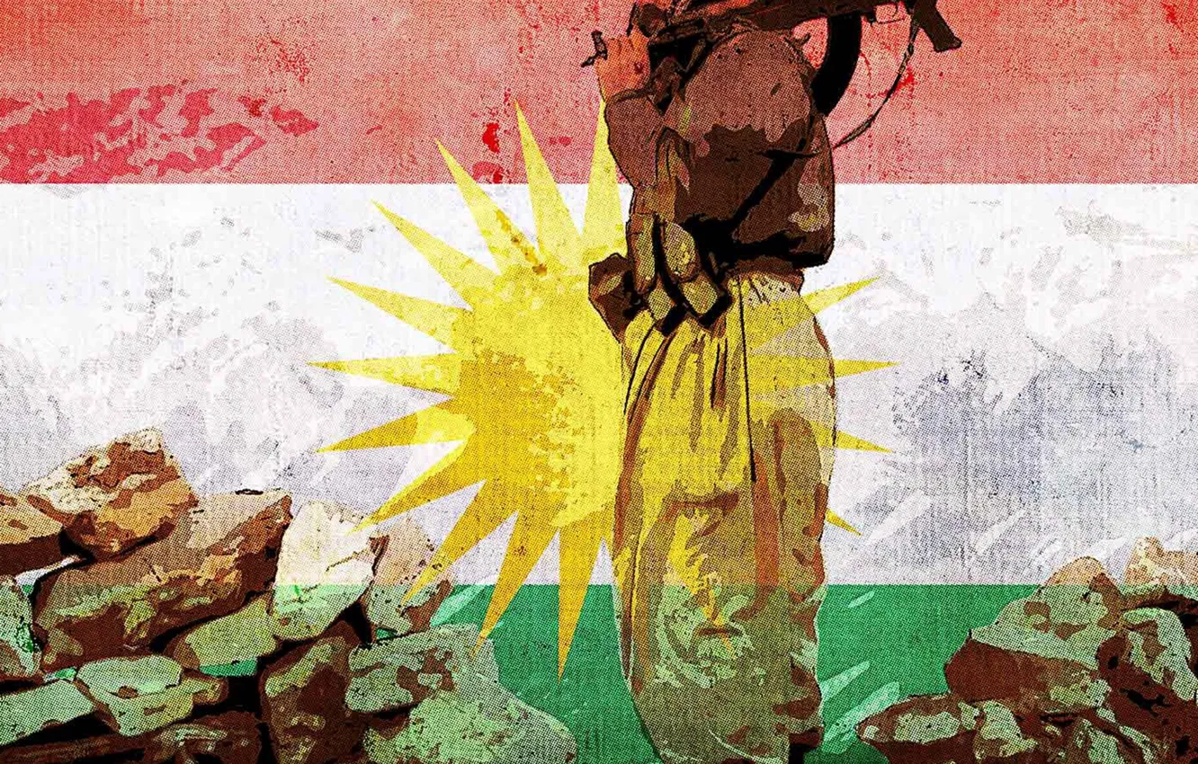 Photo wallpaper Wallpaper, Flag, Kurdistan, The Flag Of Kurdistan