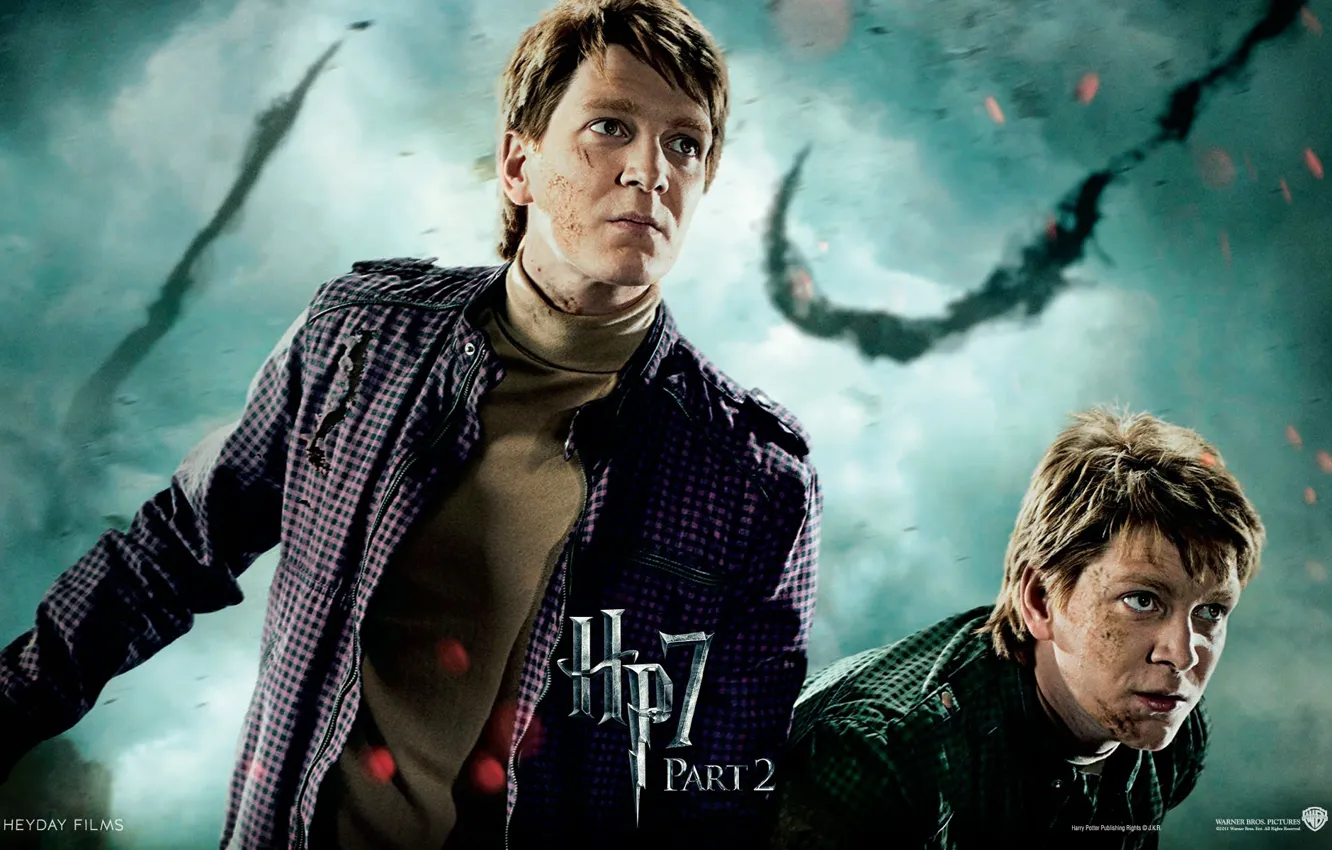Photo wallpaper look, the battle, Gemini, Harry Potter, George, Fred, the brothers Weasley, The battle for Hogwarts
