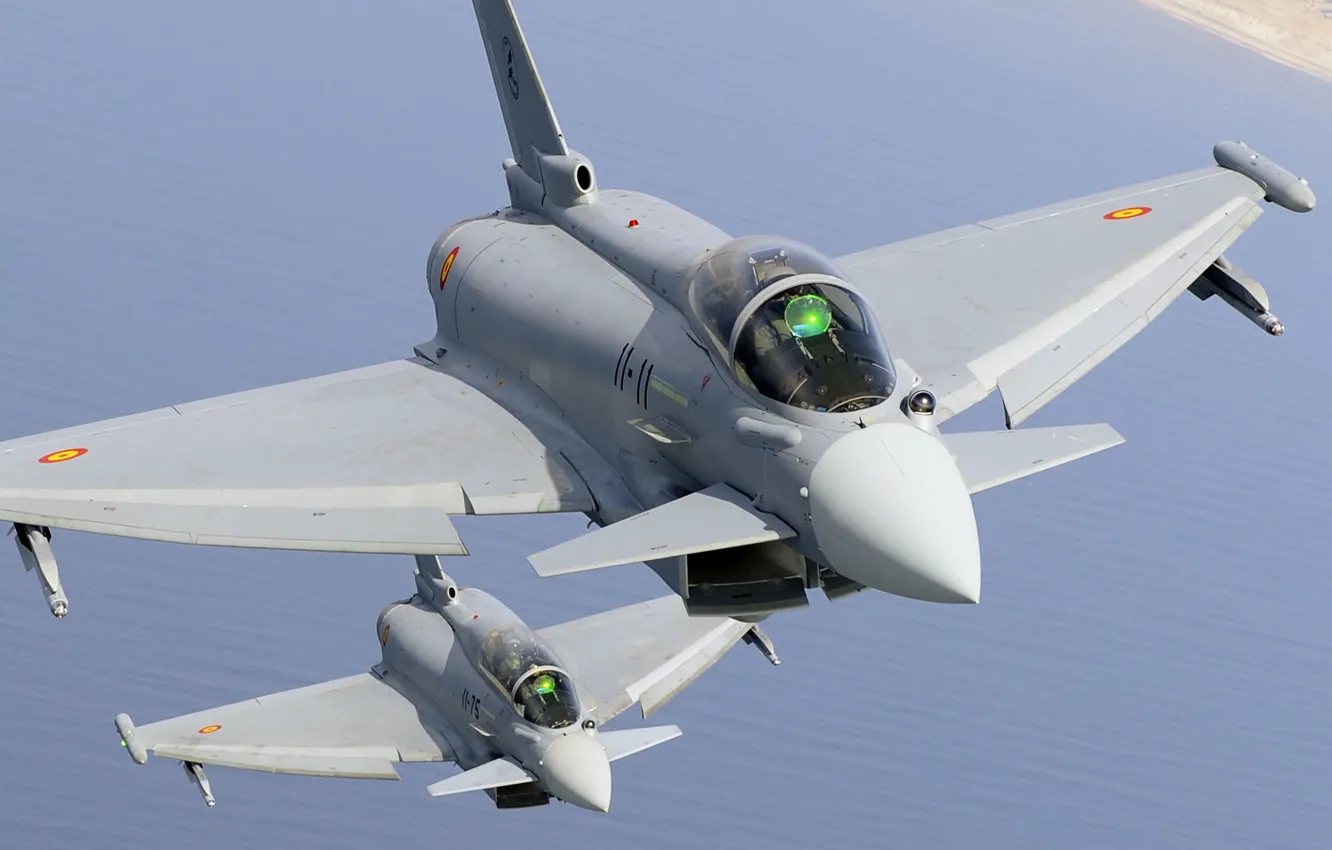 Photo wallpaper fighter, pilot, Eurofighter Typhoon, The air force of Spain, PGO, ILS, RL