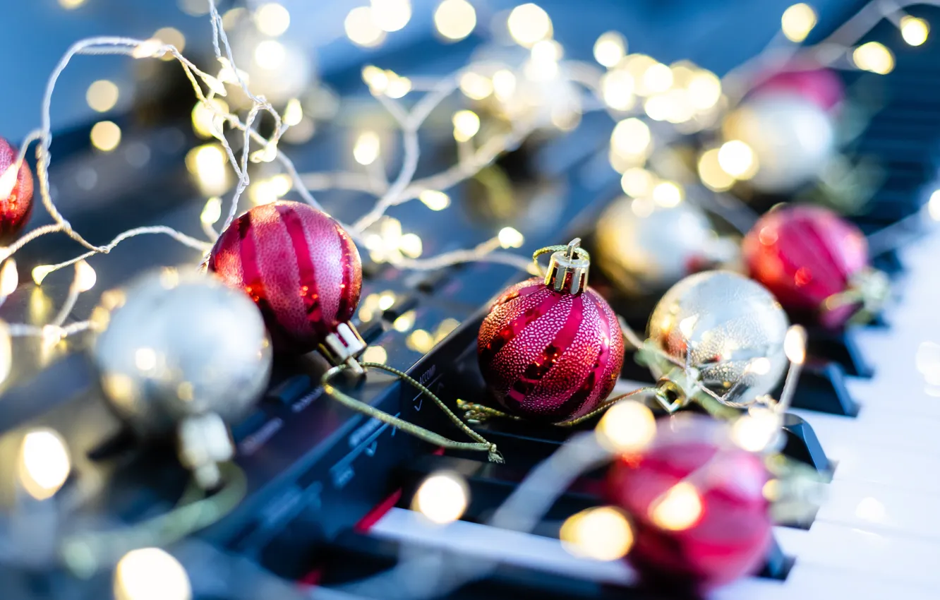 Photo wallpaper balls, new year, Christmas, the scenery