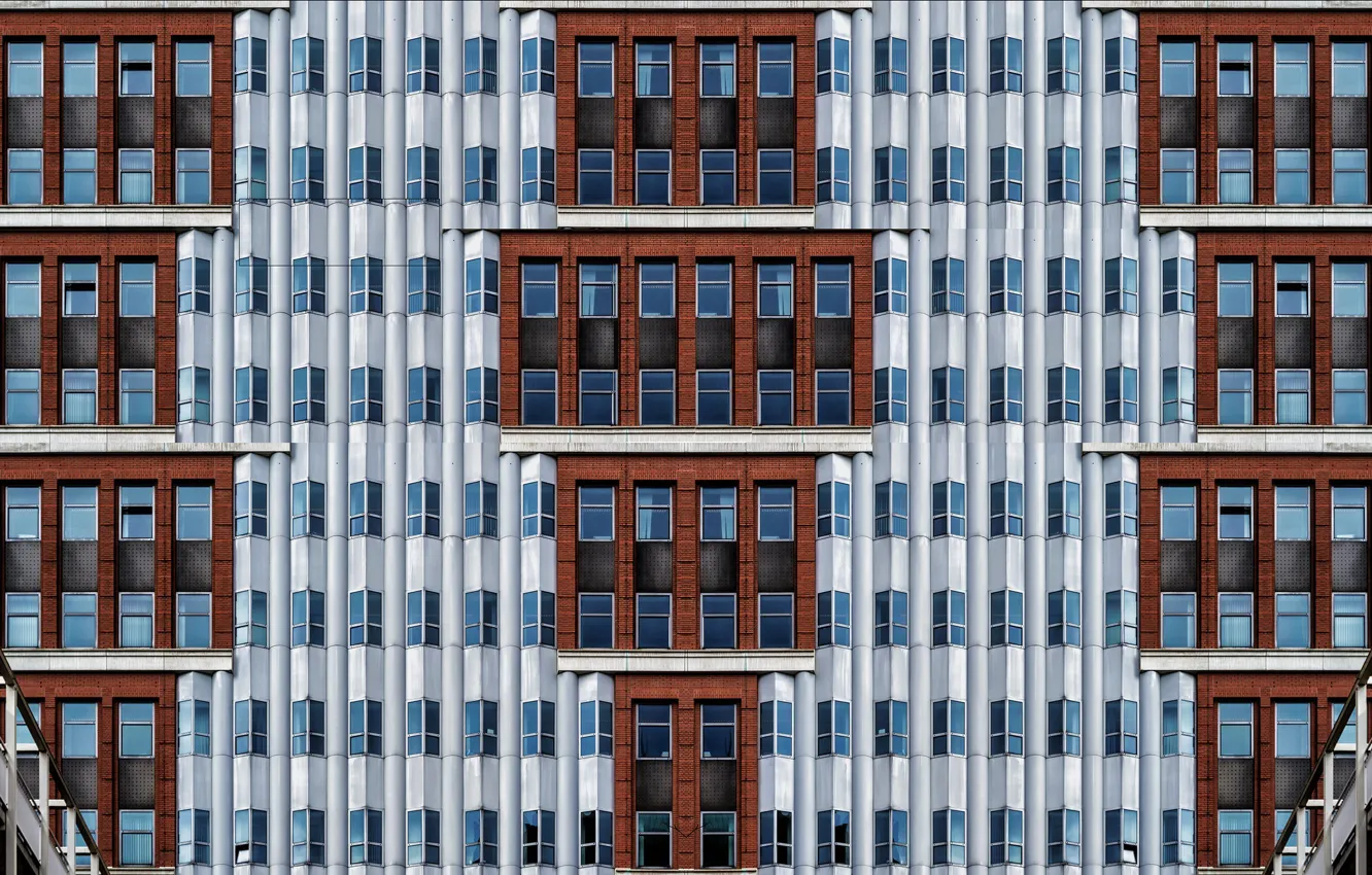 Photo wallpaper house, Windows, lots of Windows