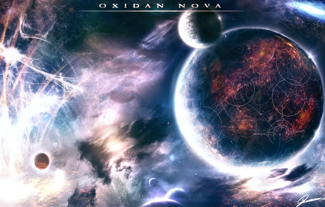 Photo wallpaper space, planet, stars, Oxidan nova