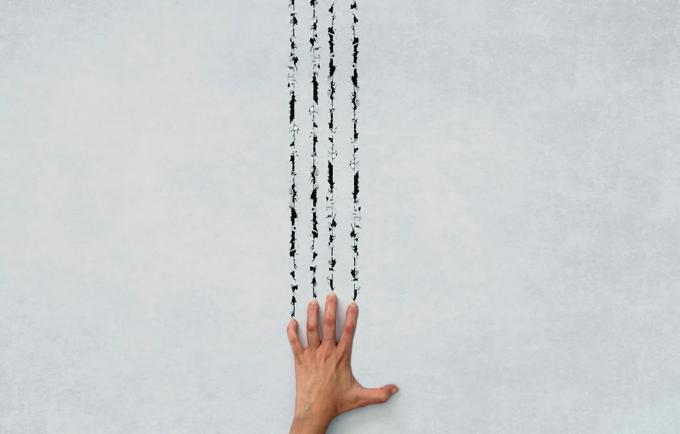 Photo wallpaper traces, wall, hands