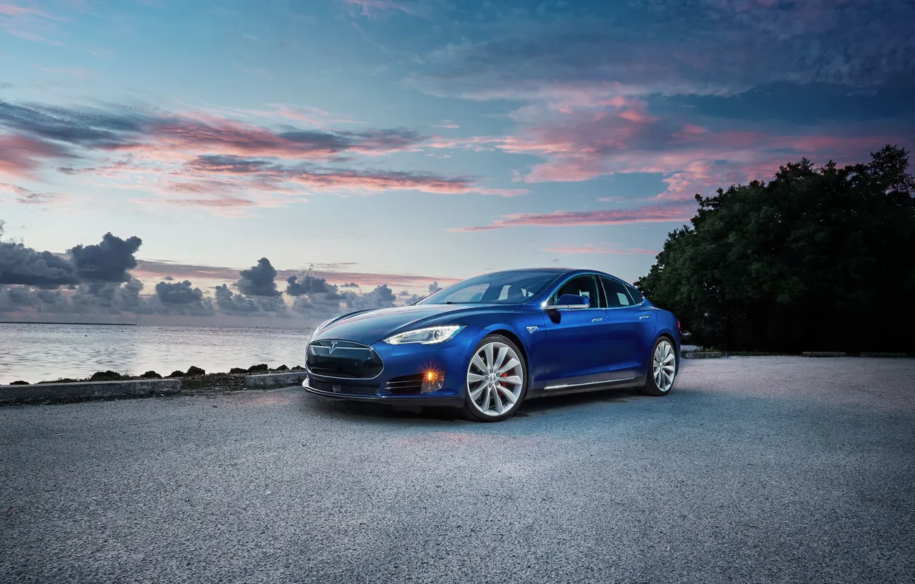 Photo wallpaper electric car, model s, tesla