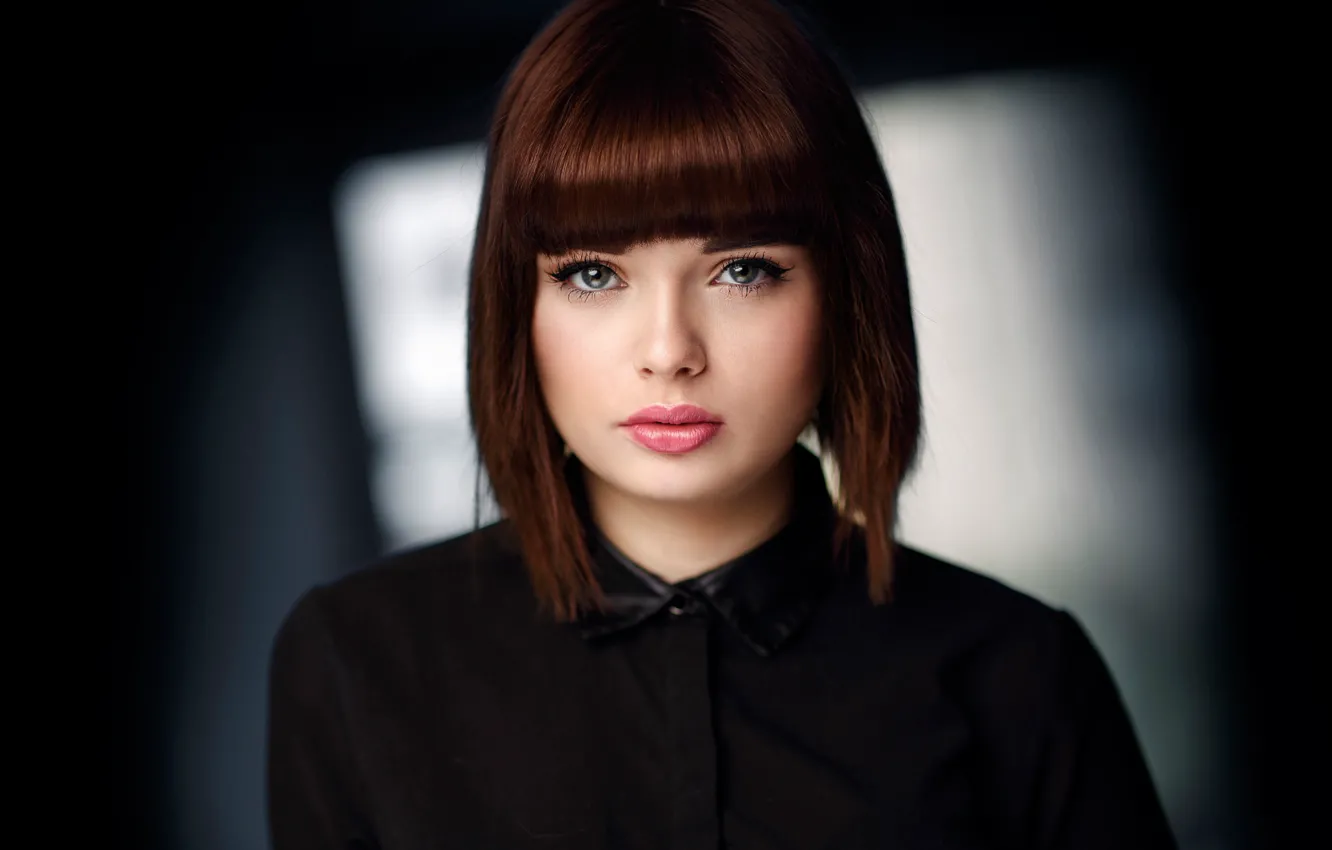 Photo wallpaper look, model, portrait, makeup, hairstyle, brown hair, beauty, in black