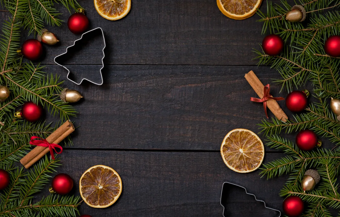 Photo wallpaper decoration, balls, new year, Christmas, Christmas, balls, wood, New Year