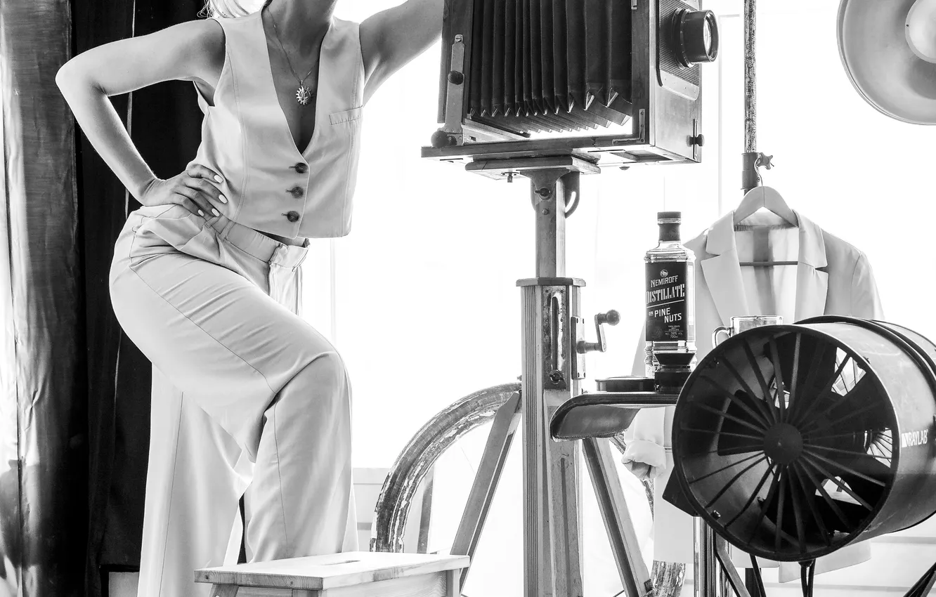 Photo wallpaper black and white, stool, Studio, Dmitry Chernov