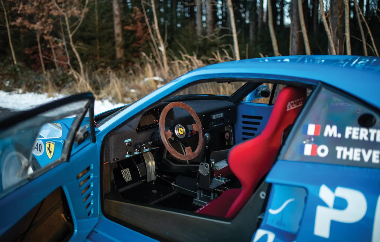 Photo wallpaper Ferrari, F40, steering wheel, car interior, Ferrari F40 LM by Michelotto