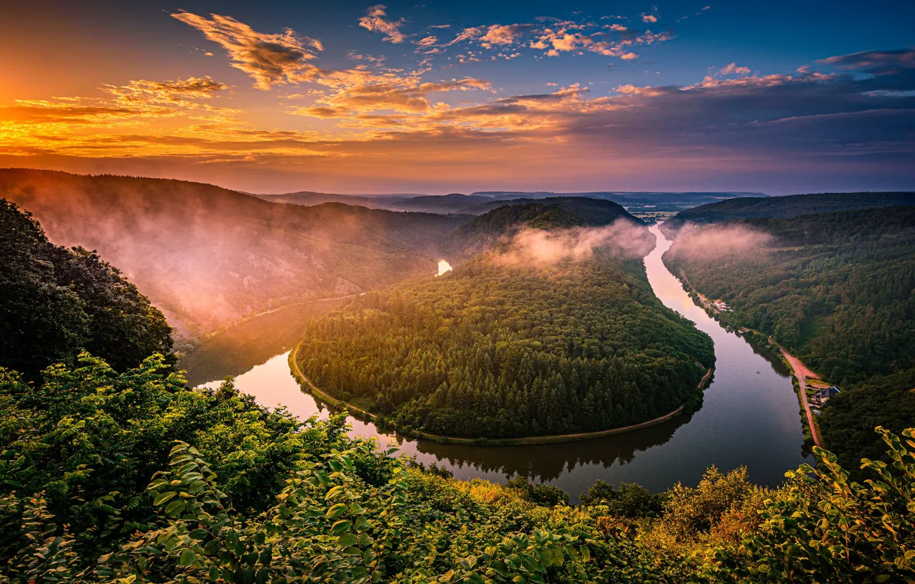 Photo wallpaper river, view, Germany, Saarschleife