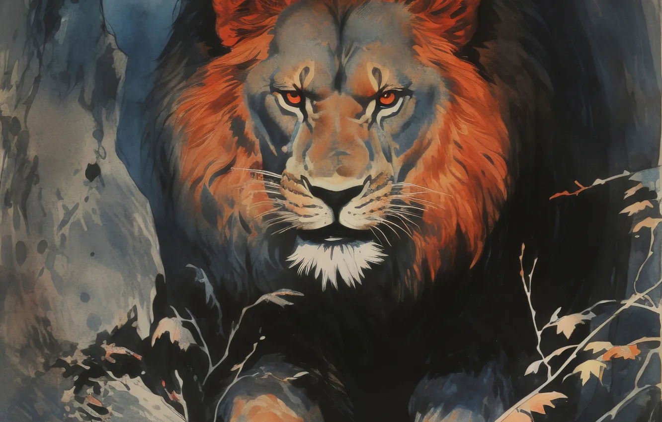 Photo wallpaper look, face, predator, Leo, big cat, digital art, AI art, The Art of Artificial Intelligence