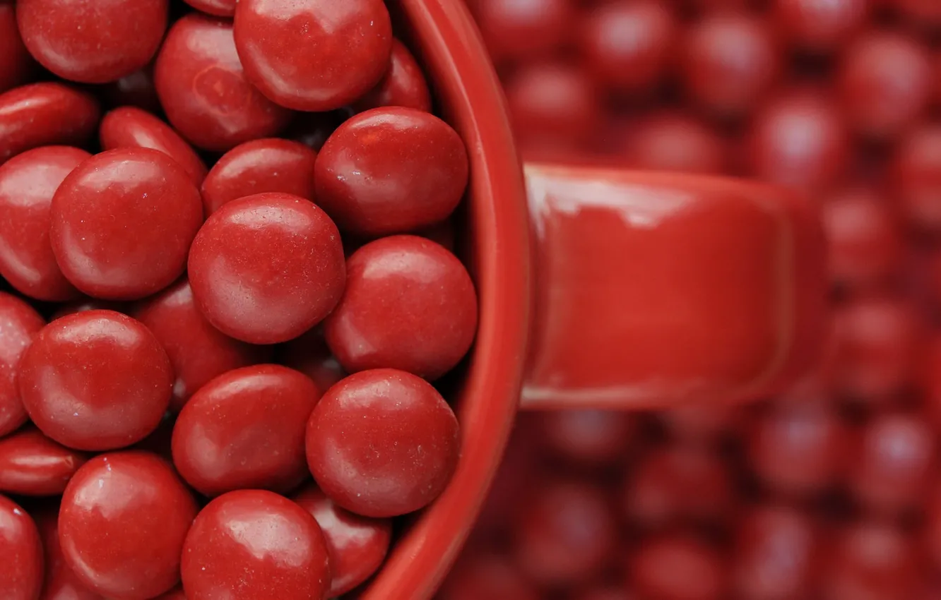 Photo wallpaper macro, background, red, color, m&m