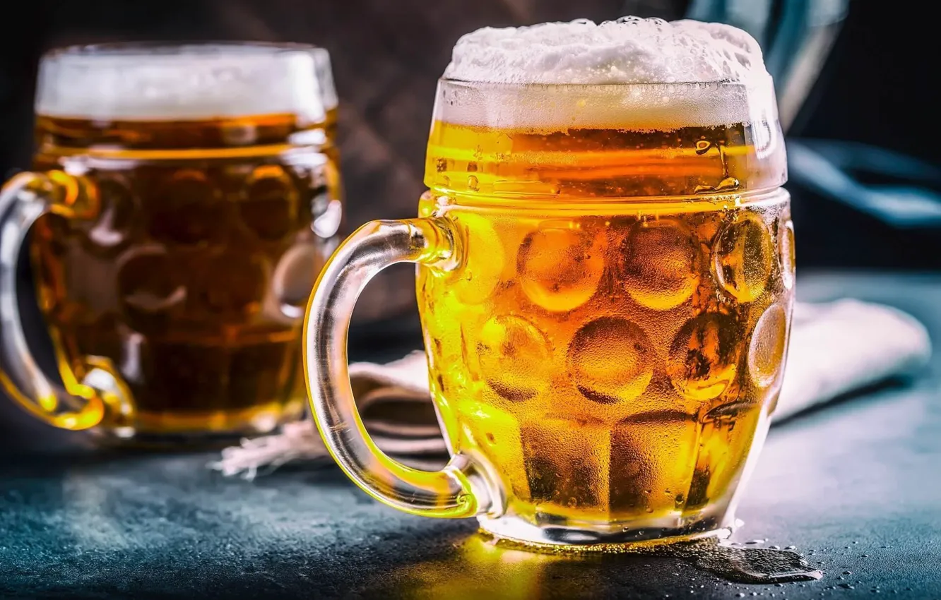 Photo wallpaper foam, beer, mug