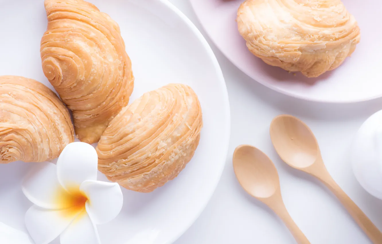 Photo wallpaper spoon, cakes, buns