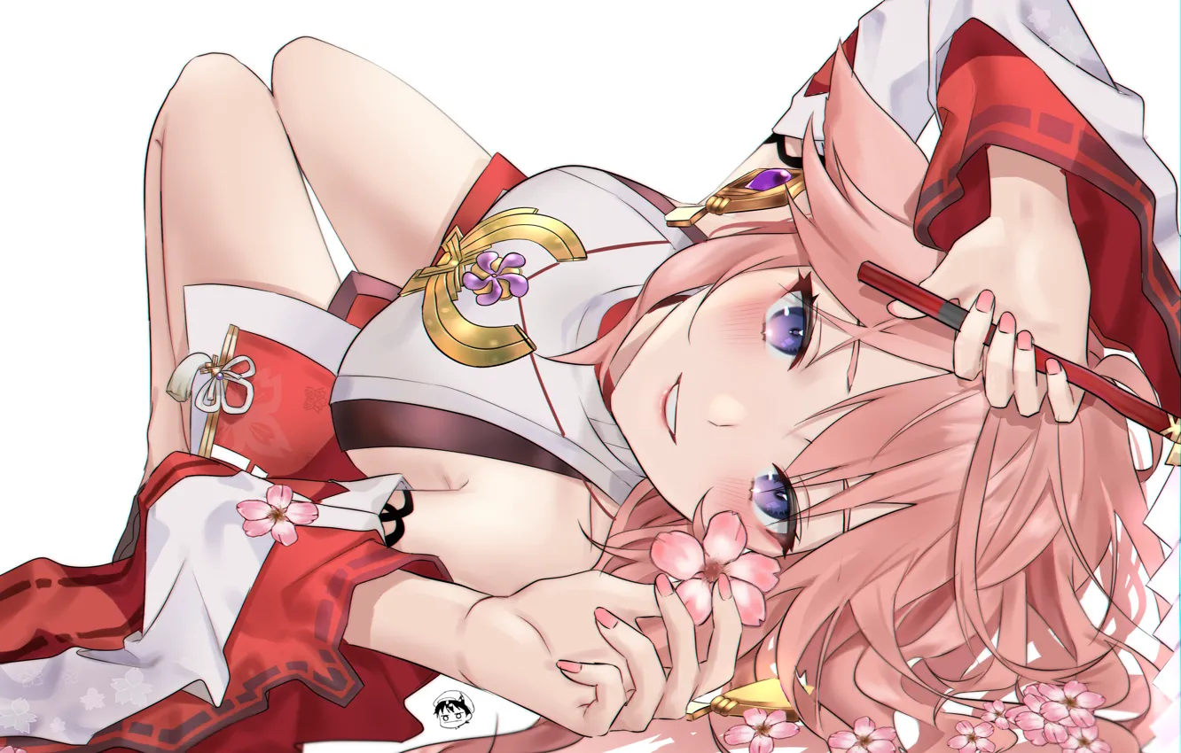 Photo wallpaper sexy girls, dampak genshin, yae miko genshin impact