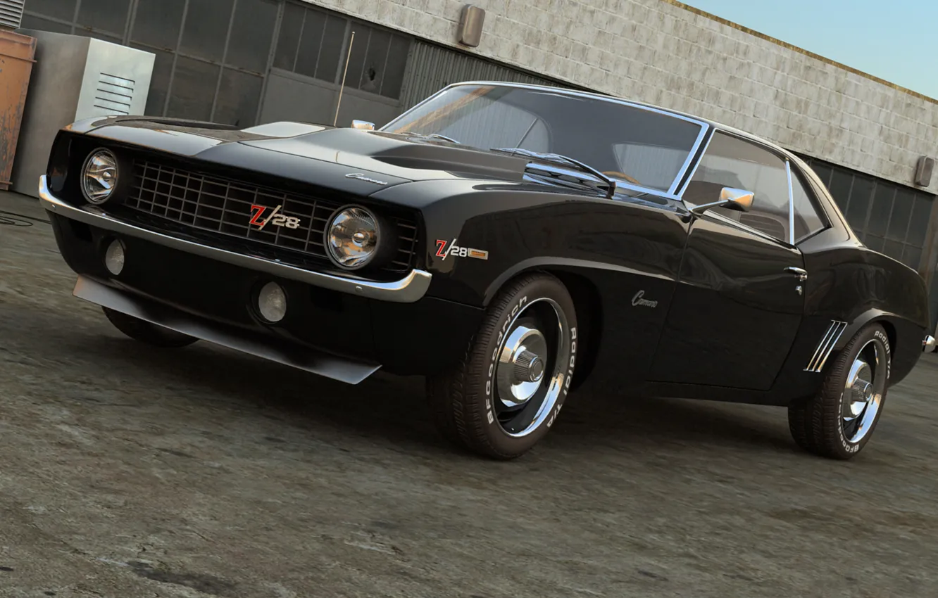 Photo wallpaper graphics, Chevrolet, 1969, Camaro, custom, dangeruss, iconic American car
