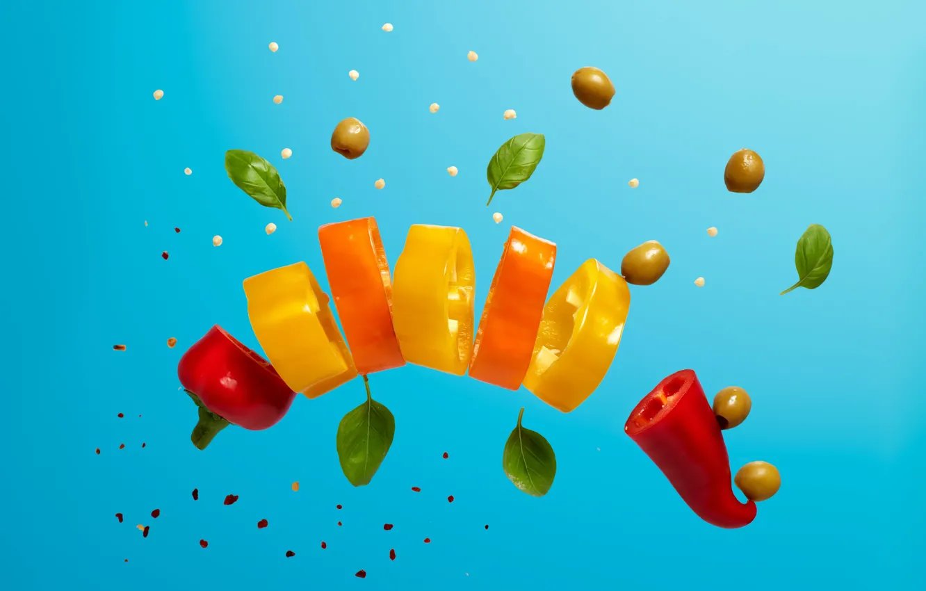 Photo wallpaper food, peas, pepper, vegetables