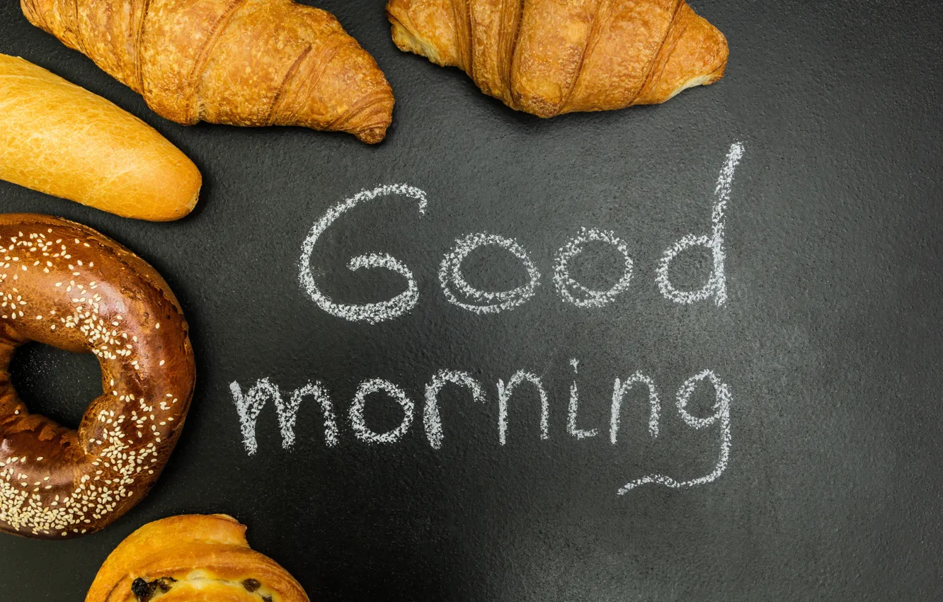Photo wallpaper donuts, cakes, good morning, croissant, growing