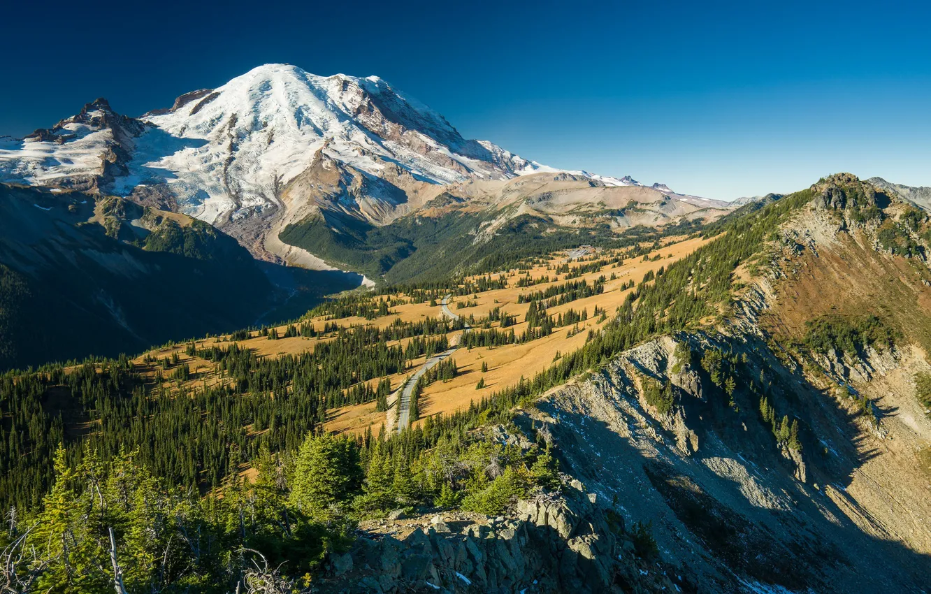 Photo wallpaper landscape, mountains, panorama