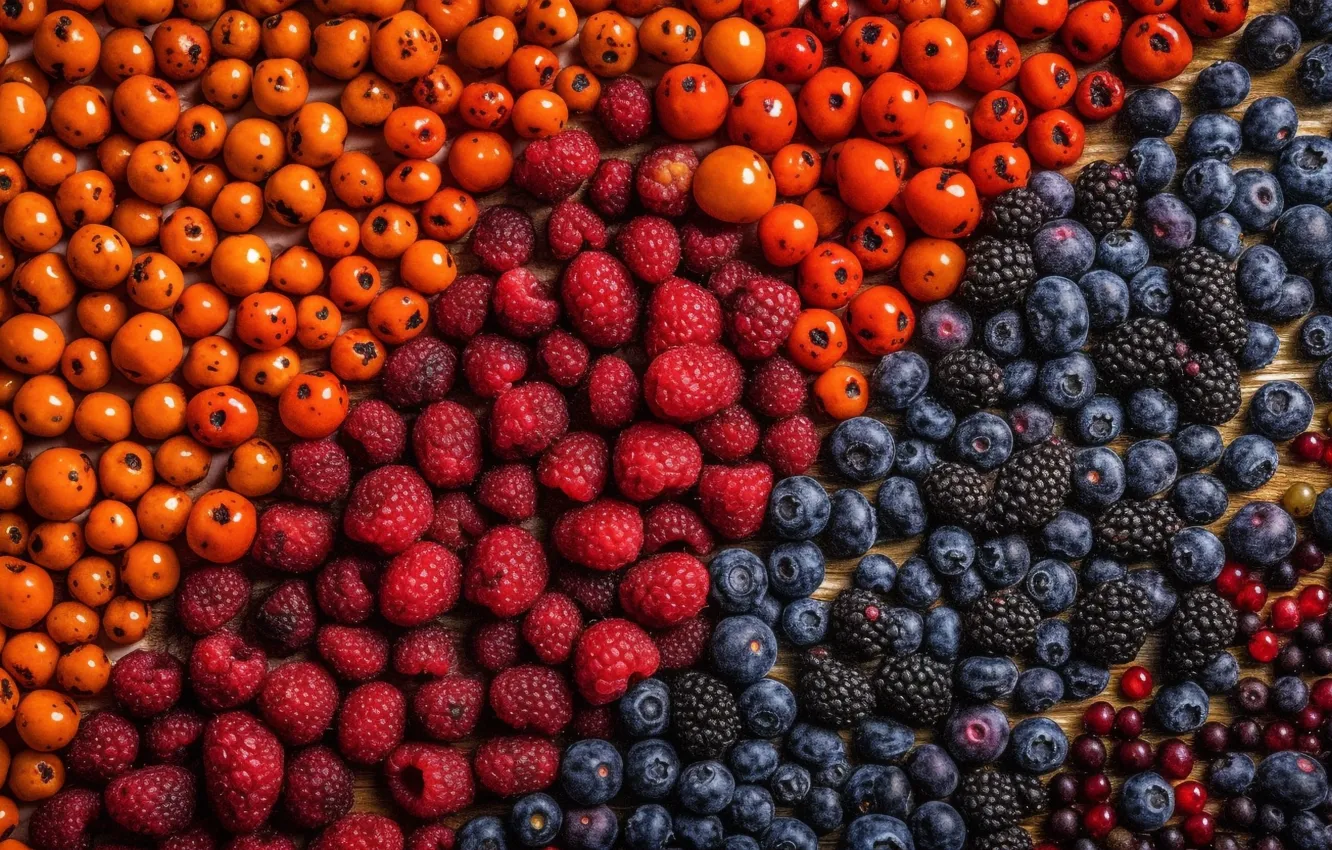 Photo wallpaper berries, food, fruit, different, a lot, juicy, delicious, cuts