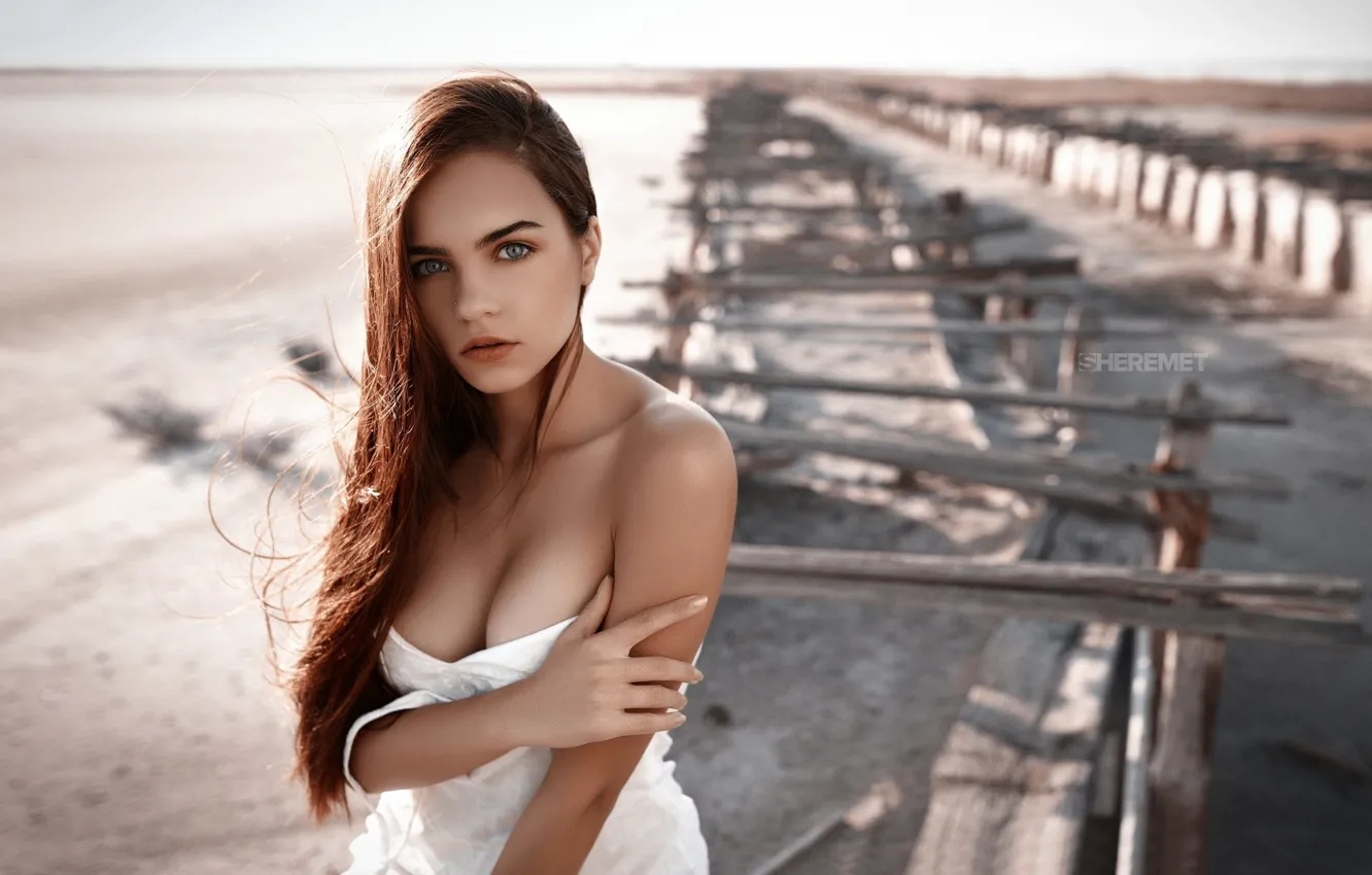 Photo wallpaper look, landscape, sexy, model, portrait, makeup, dress, hairstyle