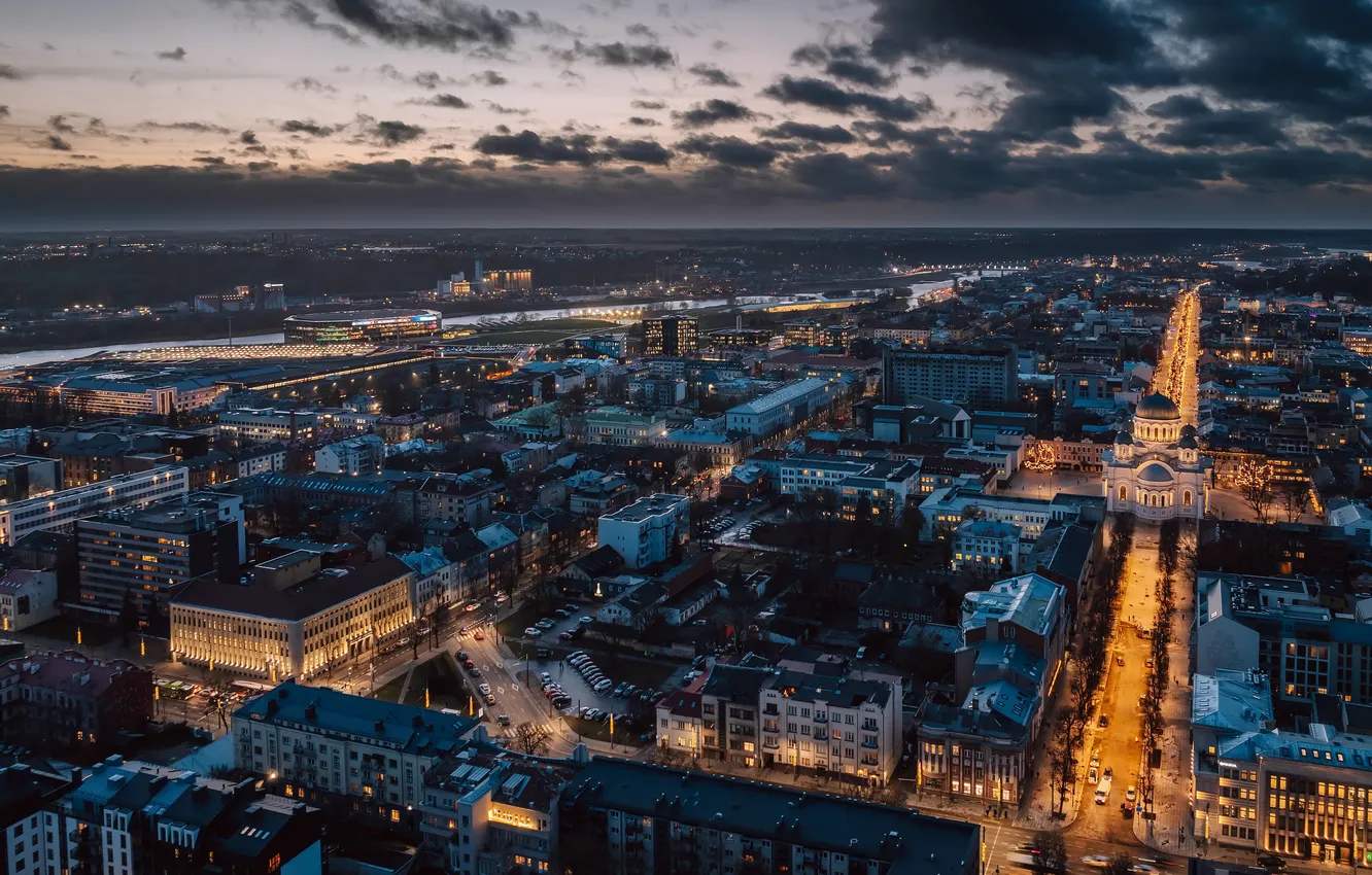 Photo wallpaper Lithuania, Kaunas, nights