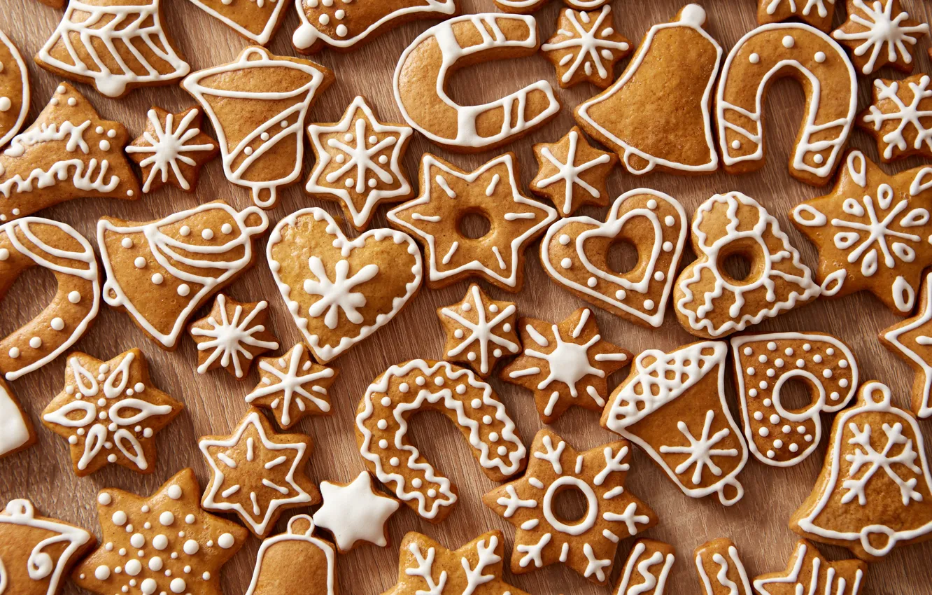 Photo wallpaper New Year, cookies, Christmas, Christmas, cakes, sweet, Xmas, glaze