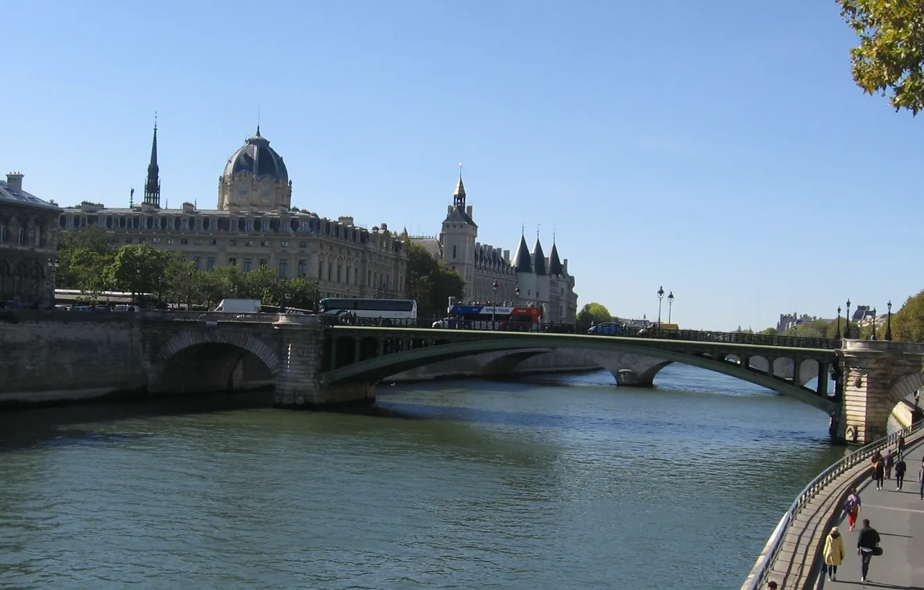 Photo wallpaper river, France, Paris, home, Hay, the bridge to Notre Dame
