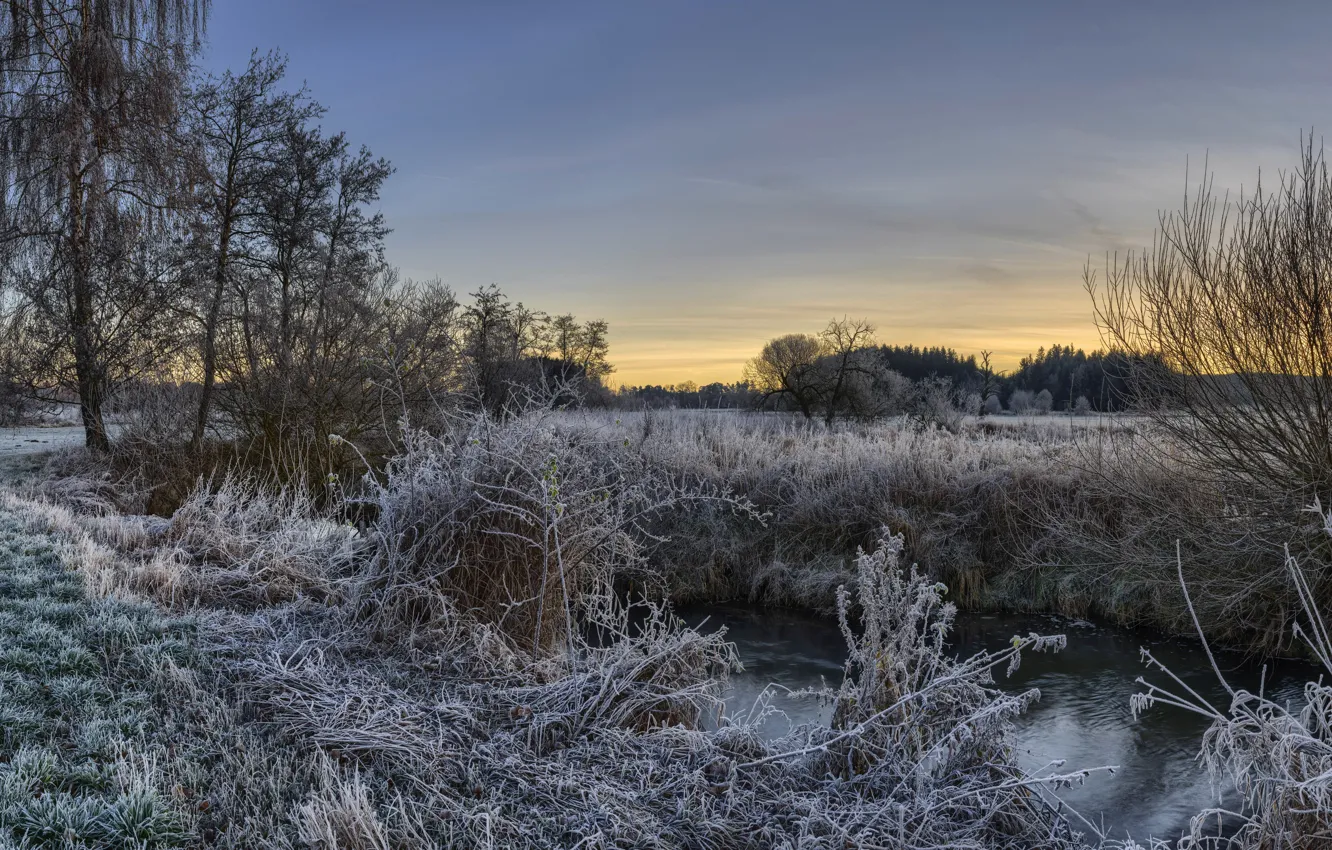 Photo wallpaper frost, nature, river