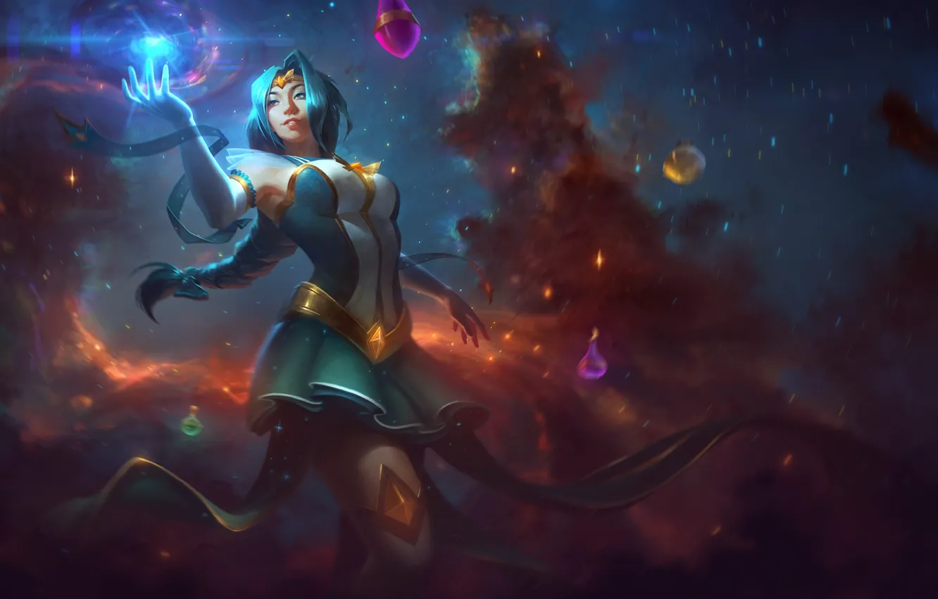 Photo wallpaper girl, magic, Smite