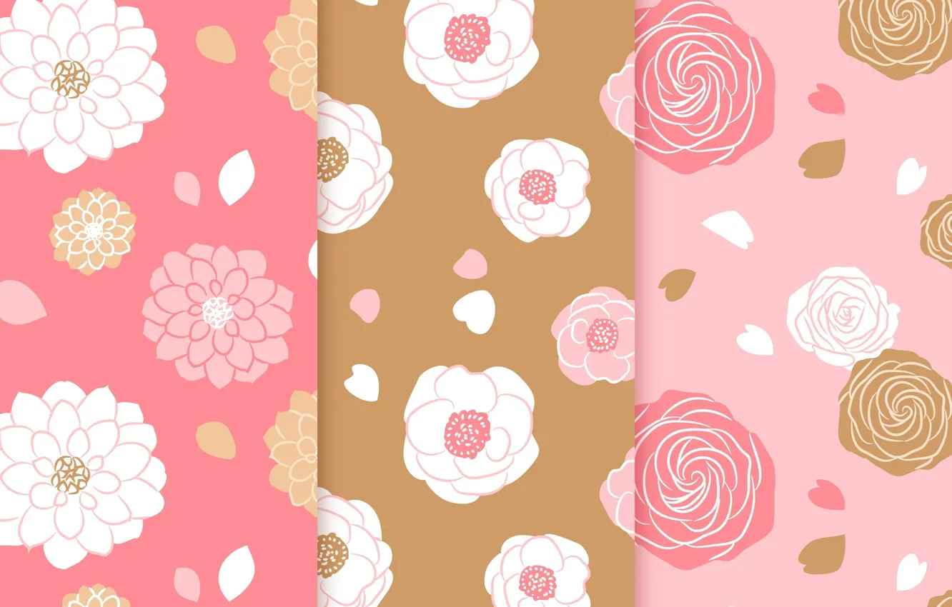 Photo wallpaper flowers, background, pink, roses, texture, hearts