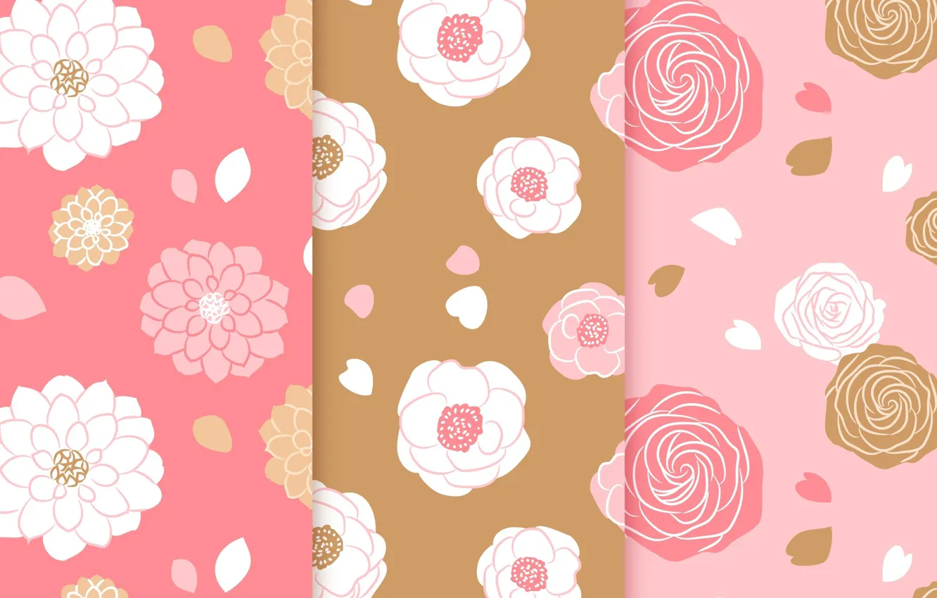 Photo wallpaper flowers, background, roses, texture, hearts, pink