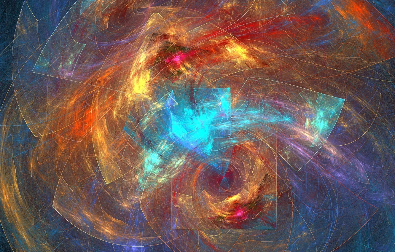 Photo wallpaper line, abstraction, graphics, color, squares, figure, fractal