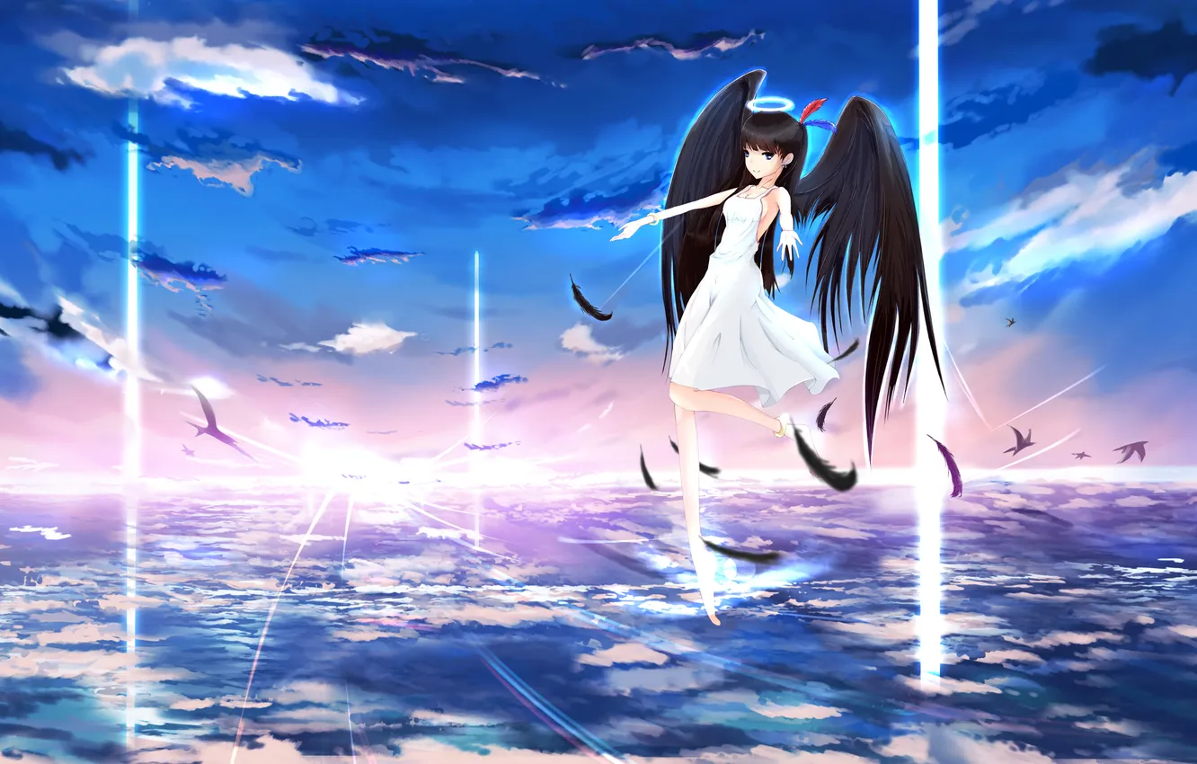 Photo wallpaper bird, wings, angel, feathers, art, kopeck piece, kikivi