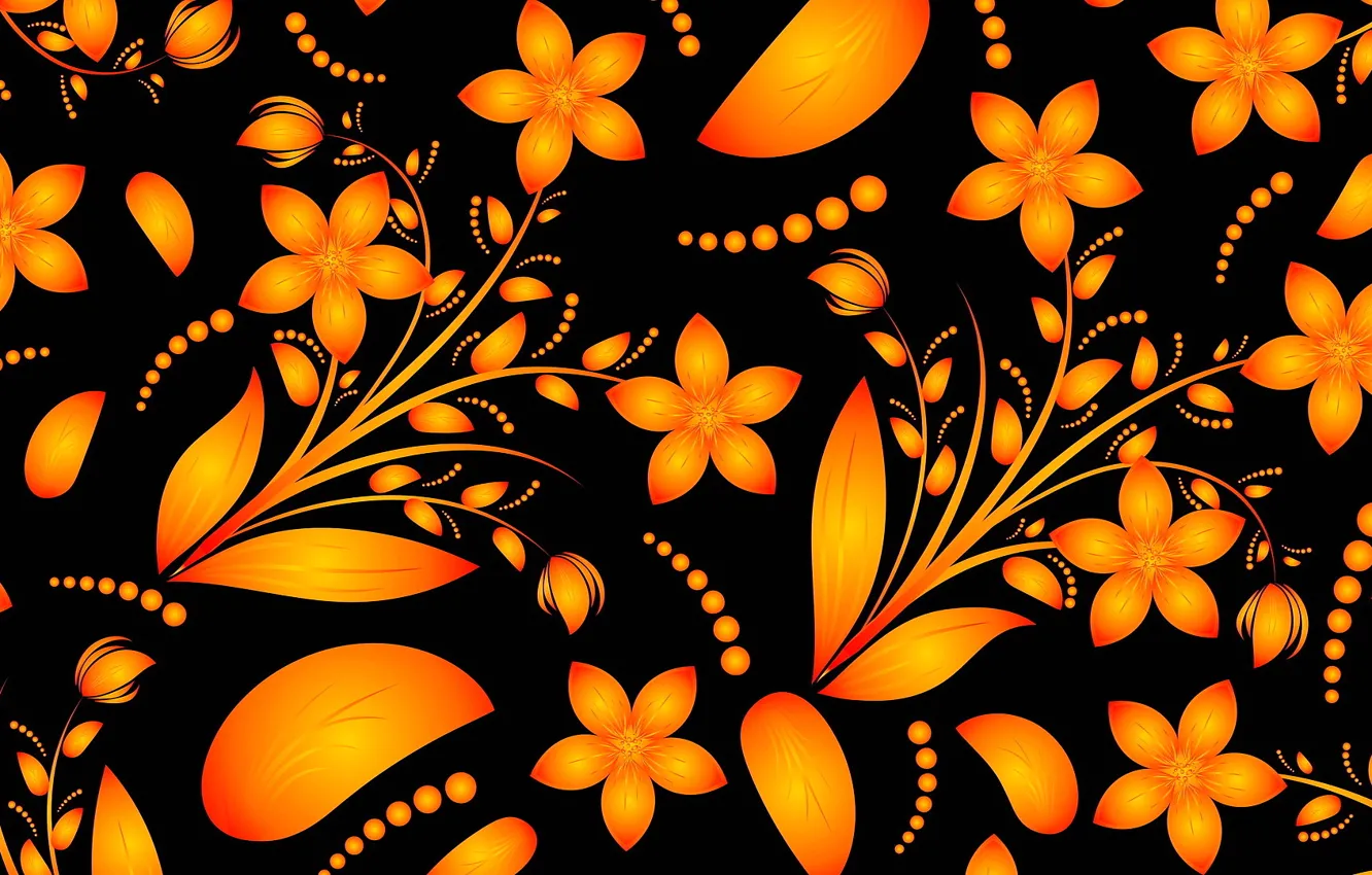 Photo wallpaper leaves, flowers, texture, postcard