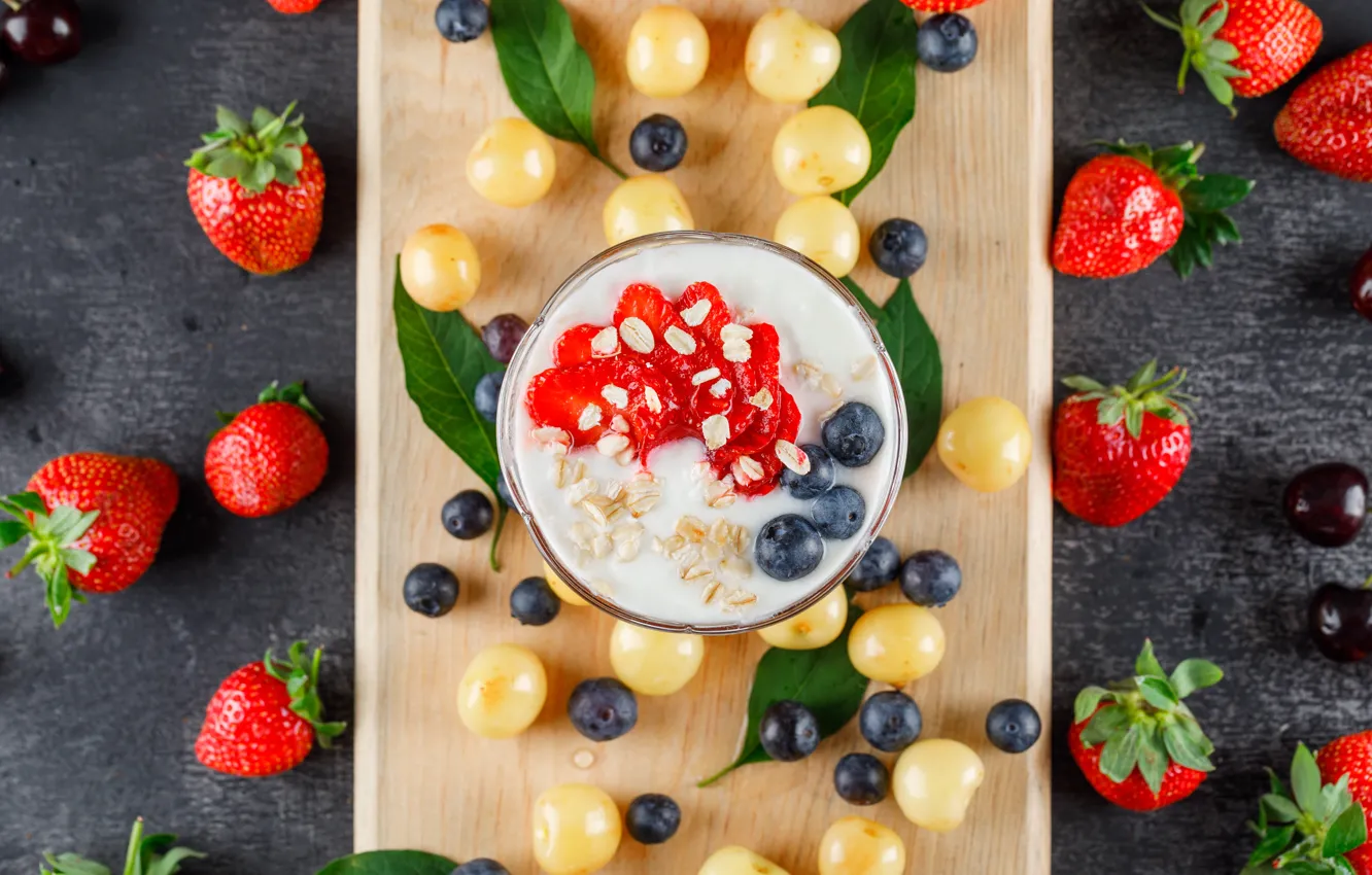 Photo wallpaper berries, placer, dessert