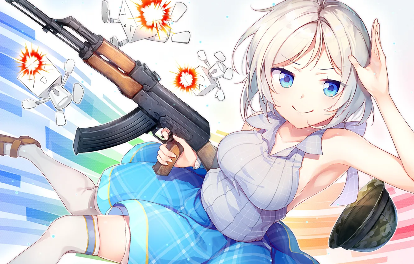 Photo wallpaper weapons, machine, girl
