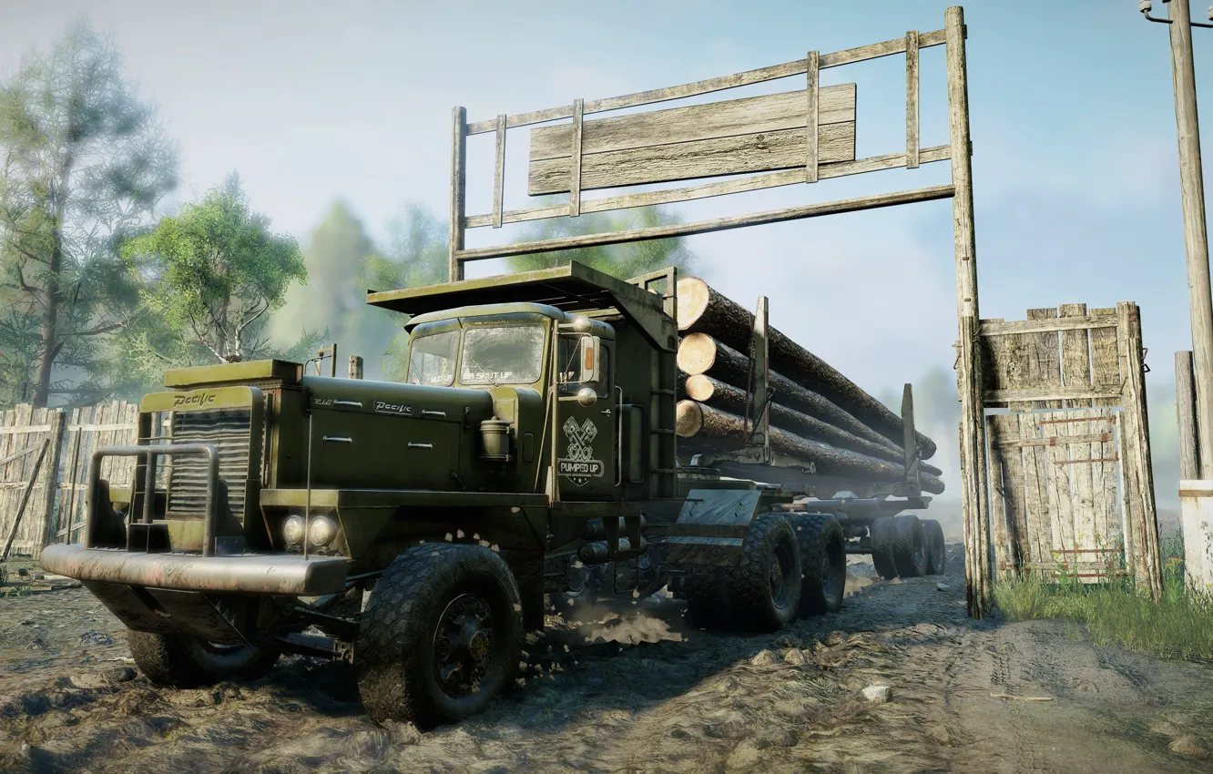Photo wallpaper HDR, game, wood, truck, Trailer, mud, UHD, XBox One X