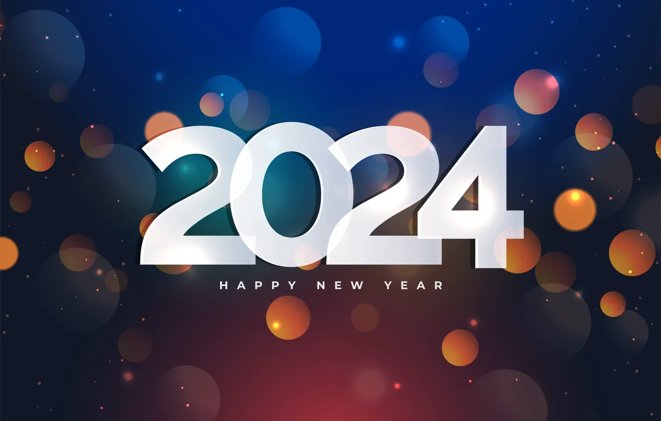 Photo wallpaper new year, figures, date, 2024